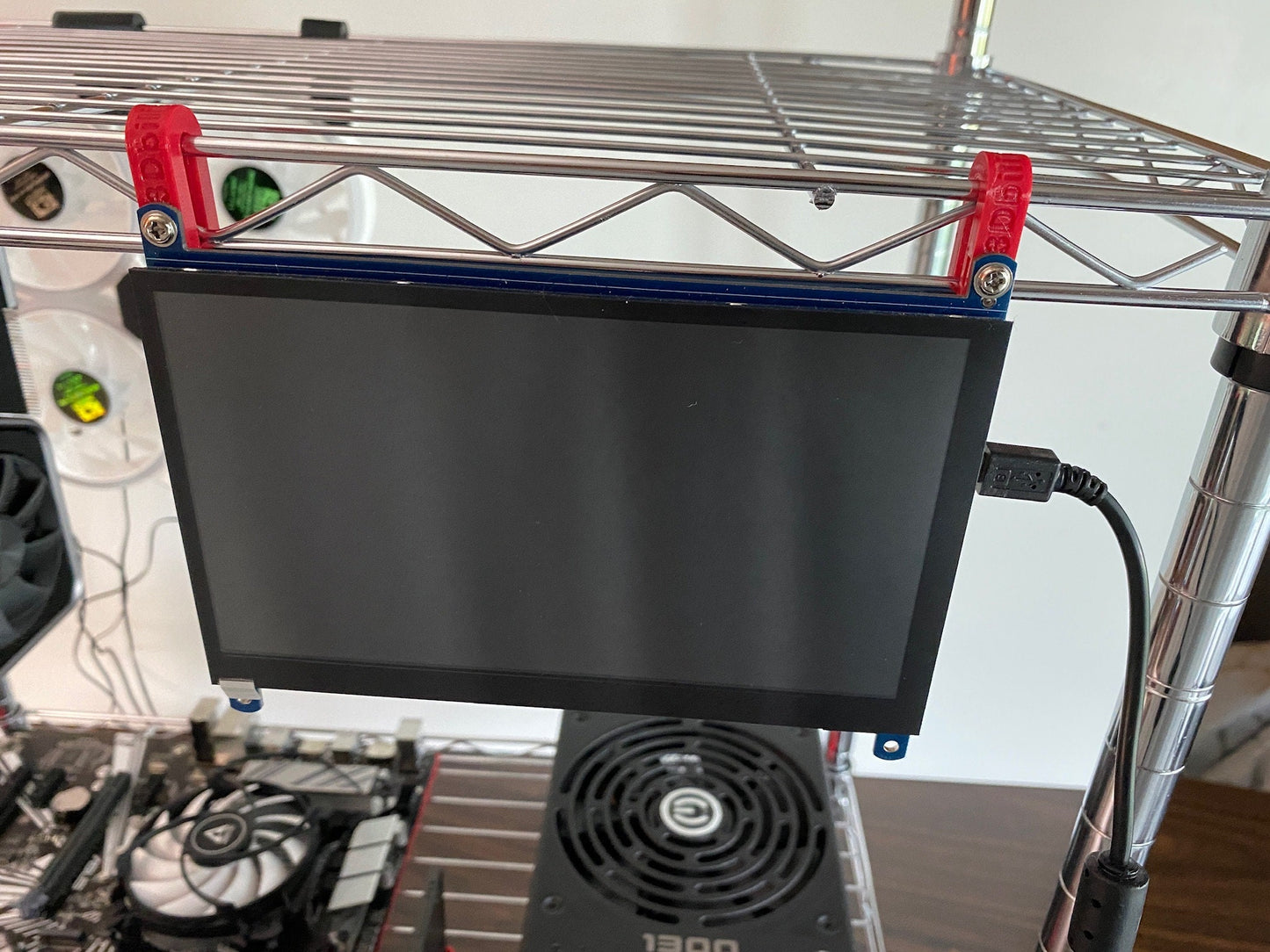 Wire Rack Mining Rig Screen Hanger // M3 nuts and bolts // 2-pack // 3D printed //