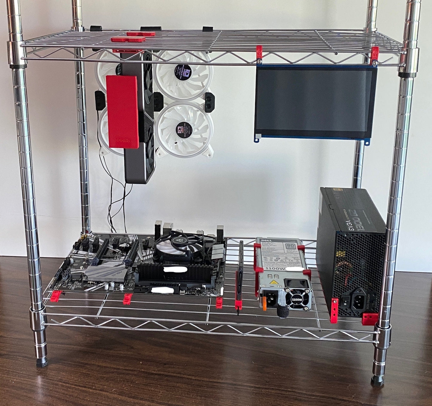 Wire Rack Mining Rig Screen Hanger // M3 nuts and bolts // 2-pack // 3D printed //